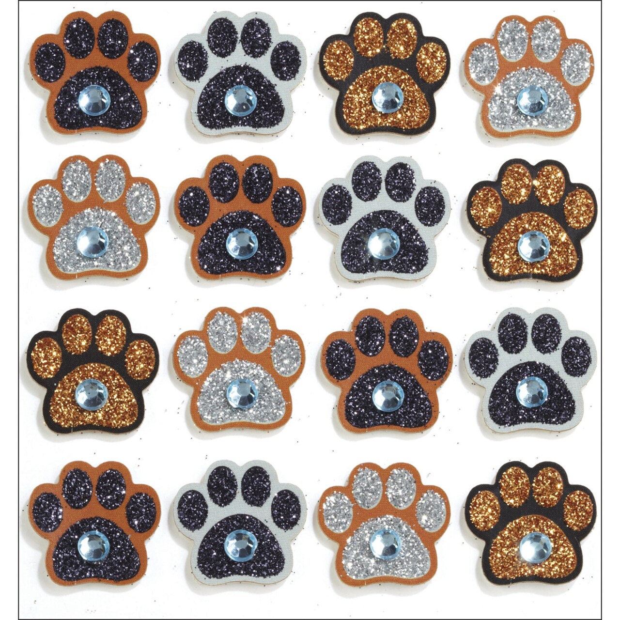 Jolee's Boutique Cabochon Dimensional Repeat Stickers - Paw Prints, 16pcs
